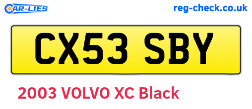 CX53SBY are the vehicle registration plates.