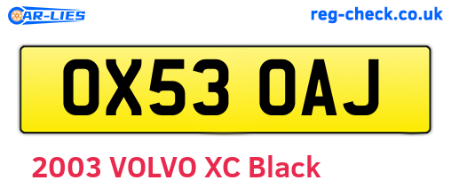 OX53OAJ are the vehicle registration plates.