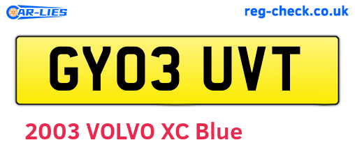 GY03UVT are the vehicle registration plates.