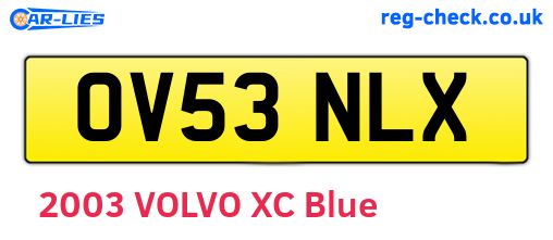 OV53NLX are the vehicle registration plates.