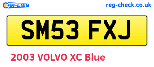 SM53FXJ are the vehicle registration plates.