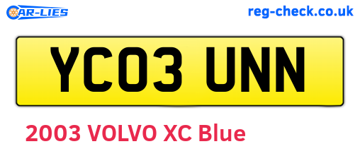 YC03UNN are the vehicle registration plates.