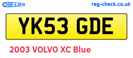 YK53GDE are the vehicle registration plates.