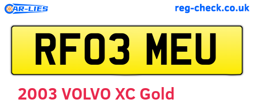 RF03MEU are the vehicle registration plates.