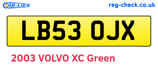 LB53OJX are the vehicle registration plates.