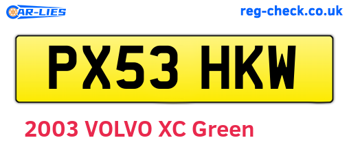 PX53HKW are the vehicle registration plates.