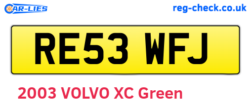 RE53WFJ are the vehicle registration plates.