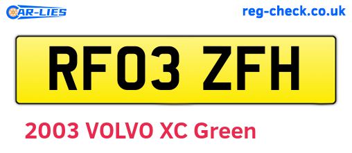 RF03ZFH are the vehicle registration plates.