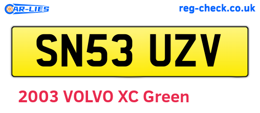 SN53UZV are the vehicle registration plates.
