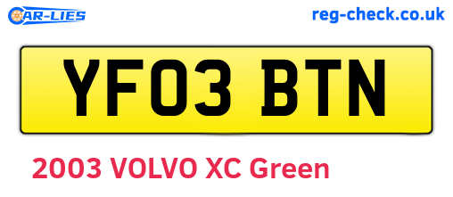 YF03BTN are the vehicle registration plates.