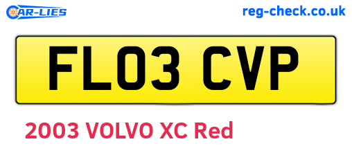 FL03CVP are the vehicle registration plates.
