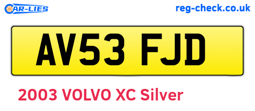 AV53FJD are the vehicle registration plates.