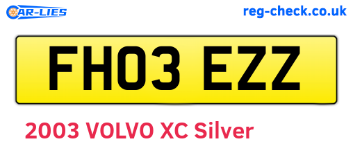 FH03EZZ are the vehicle registration plates.