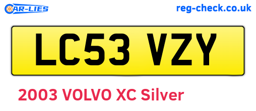 LC53VZY are the vehicle registration plates.