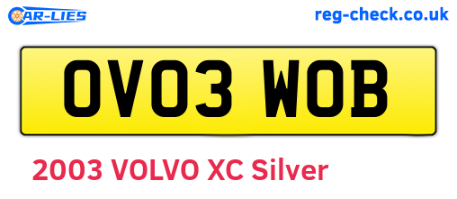 OV03WOB are the vehicle registration plates.
