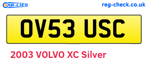 OV53USC are the vehicle registration plates.