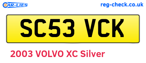 SC53VCK are the vehicle registration plates.