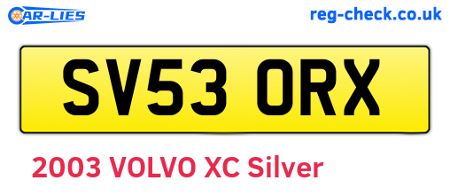 SV53ORX are the vehicle registration plates.