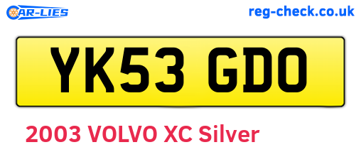 YK53GDO are the vehicle registration plates.