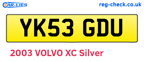 YK53GDU are the vehicle registration plates.