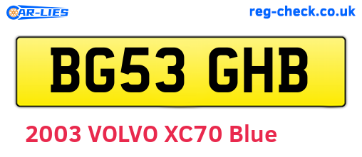 BG53GHB are the vehicle registration plates.