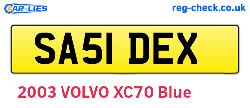 SA51DEX are the vehicle registration plates.
