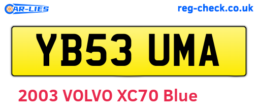 YB53UMA are the vehicle registration plates.