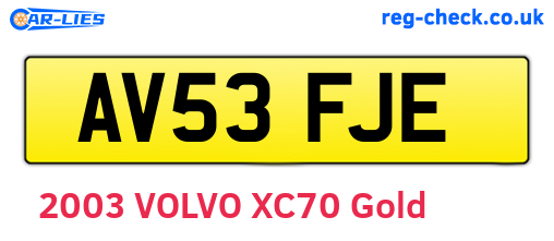 AV53FJE are the vehicle registration plates.