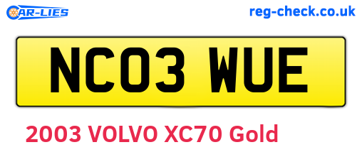 NC03WUE are the vehicle registration plates.
