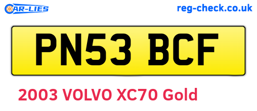 PN53BCF are the vehicle registration plates.