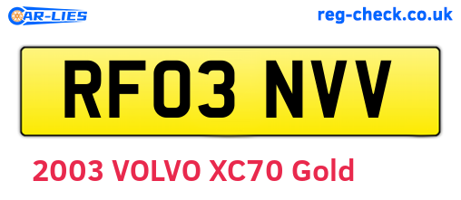 RF03NVV are the vehicle registration plates.