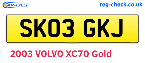 SK03GKJ are the vehicle registration plates.
