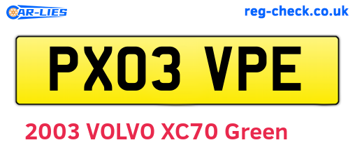 PX03VPE are the vehicle registration plates.