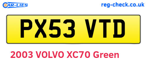 PX53VTD are the vehicle registration plates.