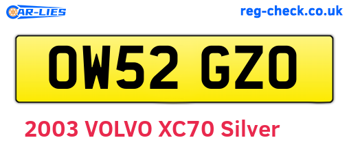 OW52GZO are the vehicle registration plates.