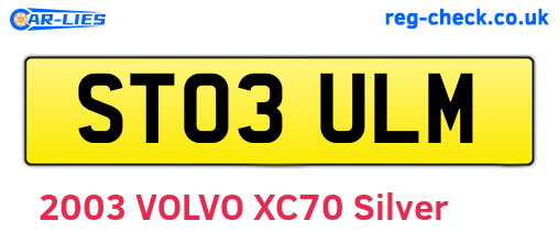 ST03ULM are the vehicle registration plates.
