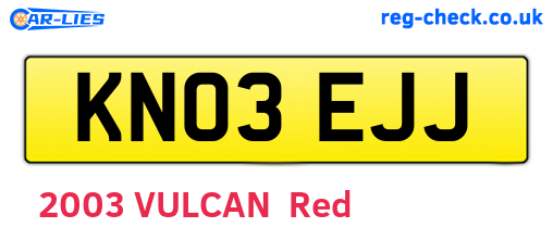 KN03EJJ are the vehicle registration plates.