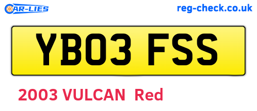 YB03FSS are the vehicle registration plates.