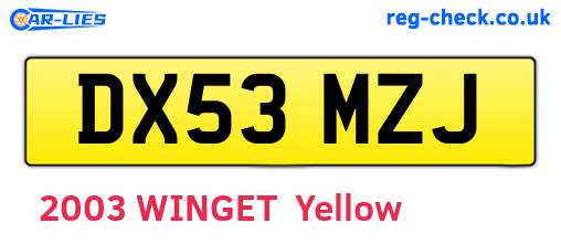 DX53MZJ are the vehicle registration plates.