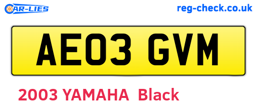 AE03GVM are the vehicle registration plates.