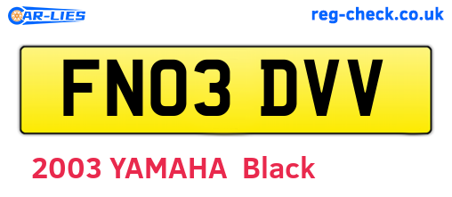 FN03DVV are the vehicle registration plates.