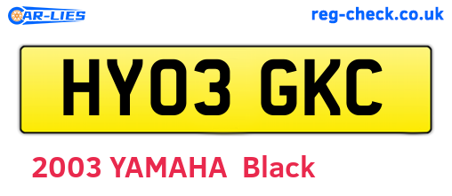 HY03GKC are the vehicle registration plates.