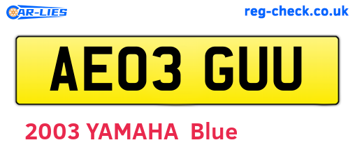 AE03GUU are the vehicle registration plates.