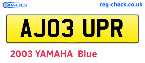 AJ03UPR are the vehicle registration plates.