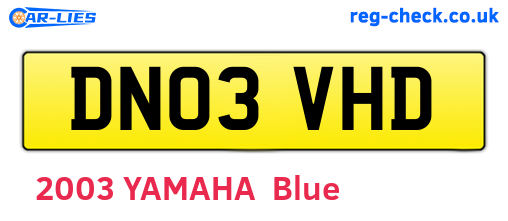 DN03VHD are the vehicle registration plates.