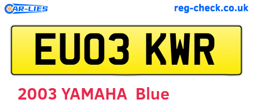 EU03KWR are the vehicle registration plates.