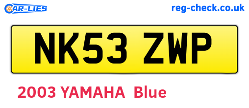NK53ZWP are the vehicle registration plates.