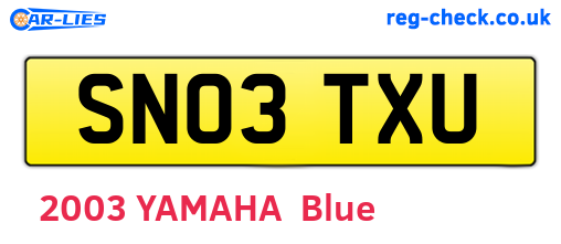 SN03TXU are the vehicle registration plates.