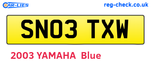 SN03TXW are the vehicle registration plates.