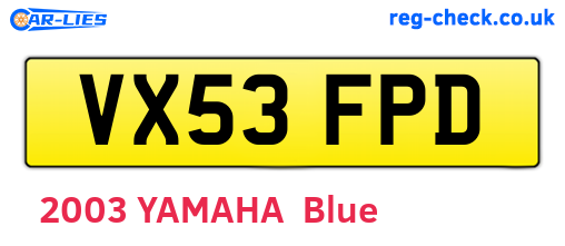 VX53FPD are the vehicle registration plates.